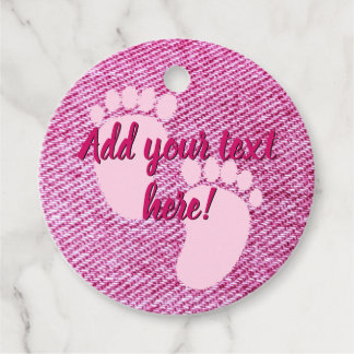 Baby Shower Baby Pink Denim Print Custom Favour Tags