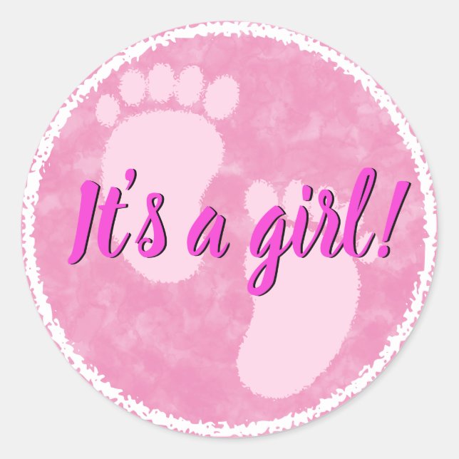 Baby Shower Baby Pink Watercolor Custom Classic Round Sticker (Front)