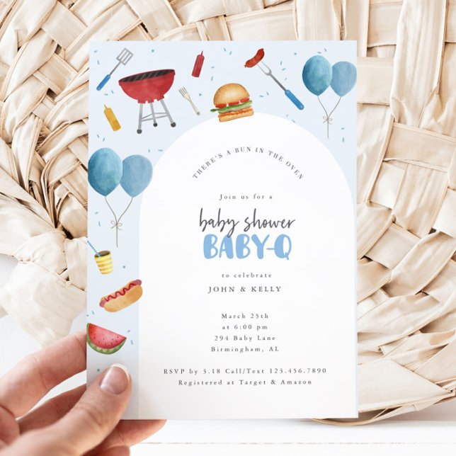 Baby Shower Baby-Q (BBQ) for Baby Boy Invitation (Creator Uploaded)