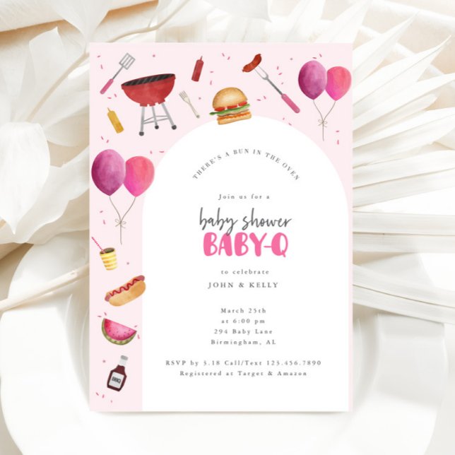 Baby Shower Baby-Q (BBQ) for Baby Girl Invitation (Creator Uploaded)