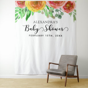 Baby Shower Backdrop -Floral Elegant Photo Booth Tapestry