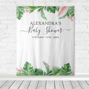 Baby Shower Backdrop Troical Floral Photo Booth Tapestry
