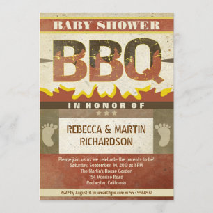 baby shower barbecue vintage invitations