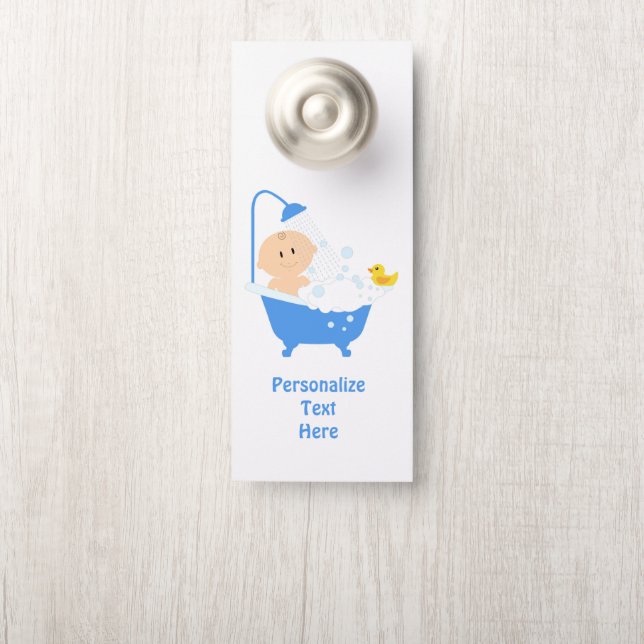 Baby Shower Bathtub  Bath Time Personalised Room Door Hanger (On Knob)