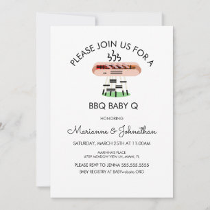 Baby Shower BBQ Baby Q Grilling Hotdog Invitation