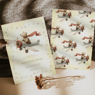 Baby Shower Bear Aeroplane Invite