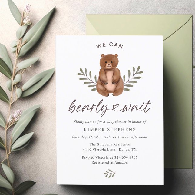 Baby Shower Bearly Wait Rustic & Modern Invitation (Creator Uploaded)