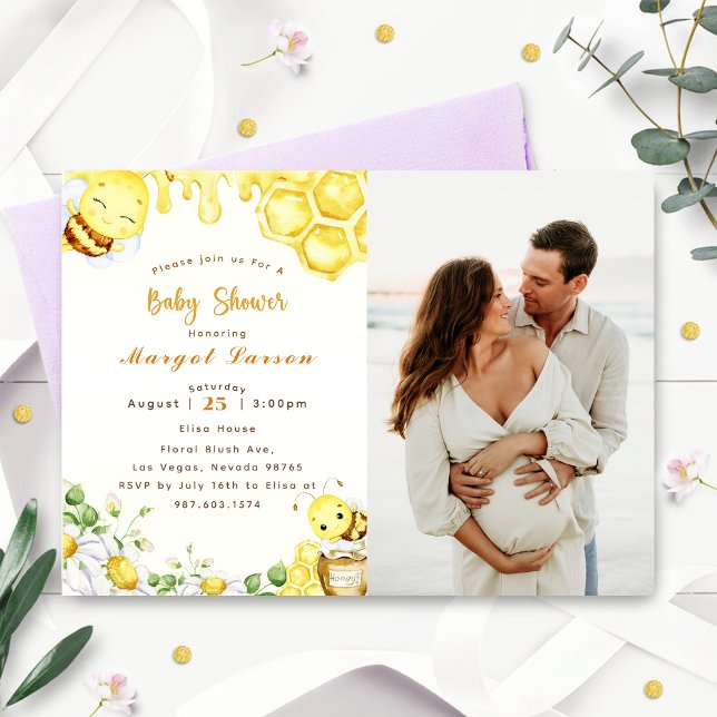 Baby Shower Bee Baby Shower Photo Invitation (Creator Uploaded)