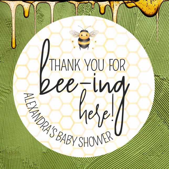 Baby Shower Bee Honeycomb Thank You Favour Classic Round Sticker (Creator Uploaded)