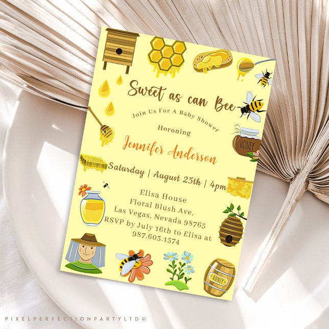 Baby Shower Bee Sweet As Can Bee  Invitation (Creator Uploaded)