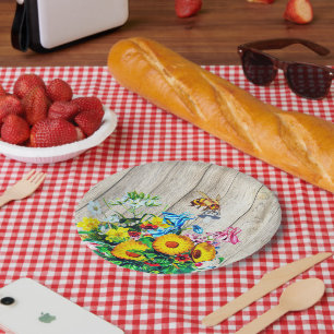 Baby Shower Bees  Rustic Floral Pacifier Paper Plate