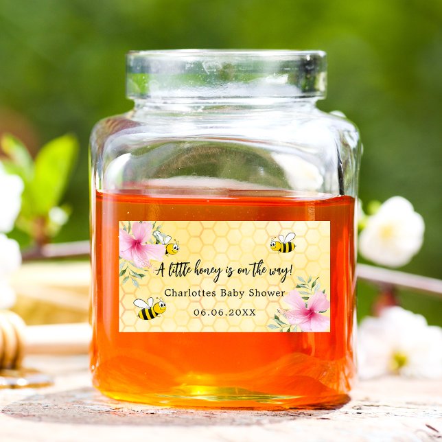 Baby Shower bees yellow honeycomb floral Label (Creator Uploaded)