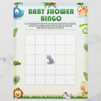 Baby Shower Bingo Baby Shower Game [Animal Theme] Custom Letterhead