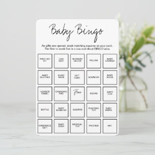 Baby Shower Bingo Cards, Unique Prefilled Baby Bin Invitation