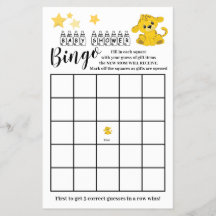 Baby Shower Bingo Colourful Tiger Game Card