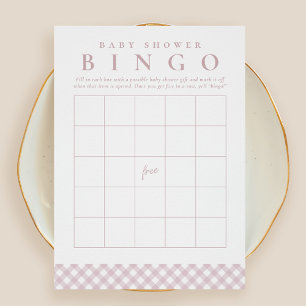 Baby shower bingo cute pink gingham party card