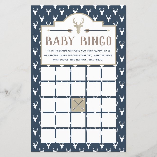Baby Shower Bingo, Deer Baby Shower Flyer (Front)