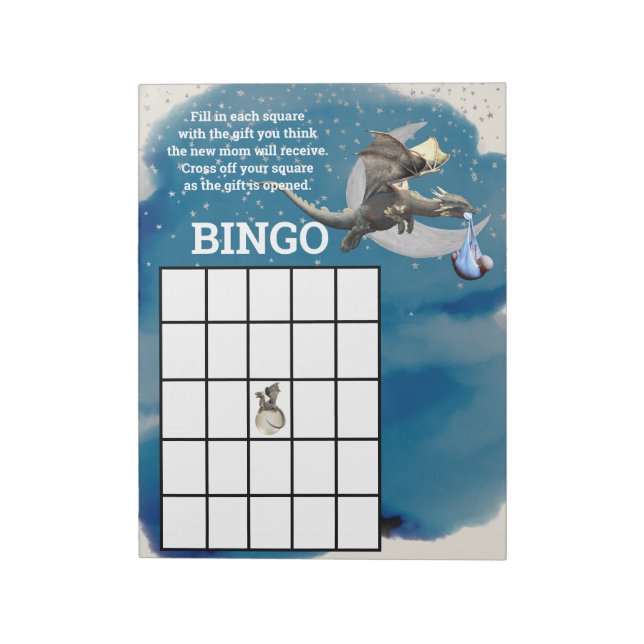 Baby Shower Bingo Dragon Knight  Notepad (Rotated)