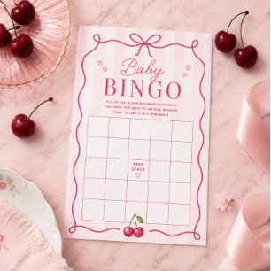 Baby Shower Bingo Game Card   Cherry Baby Shower