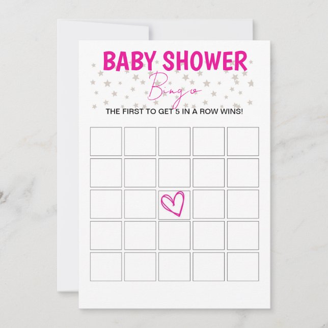 Baby Shower Bingo Game - Pink Invitation (Front)