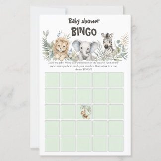 Baby Shower Bingo Game | Safari Animals theme