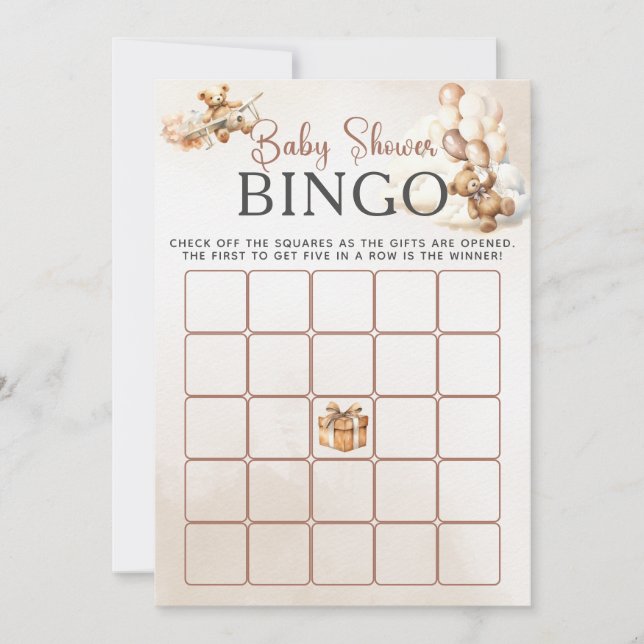 Baby Shower BINGO Game We Can Bearly Wait Fun Bear Invitation (Front)