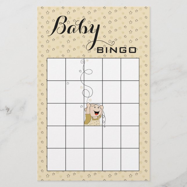 Baby Shower BINGO Gold Black Stars Baby Flyer (Front)