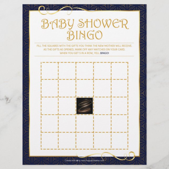 Baby Shower Bingo [Golden Blue] Custom Letterhead (Front)