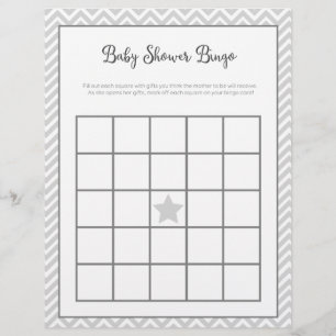 Baby Shower Bingo Grey Chevron