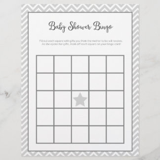 Baby Shower Bingo Grey Chevron