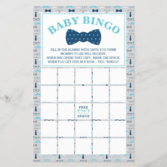 Baby Shower Bingo, Little Man, Bow Tie Flyer (Front)