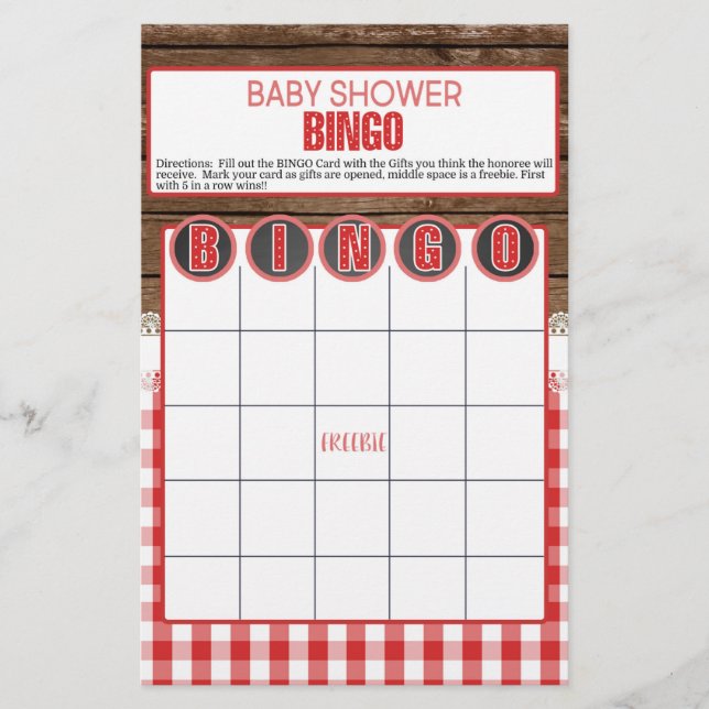 Baby Shower BINGO - Red Baby Q (Front)