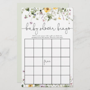 Baby shower bingo romantic wildflowers floral