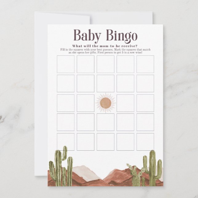 Baby Shower Bingo Sun Desert Invitation (Front)