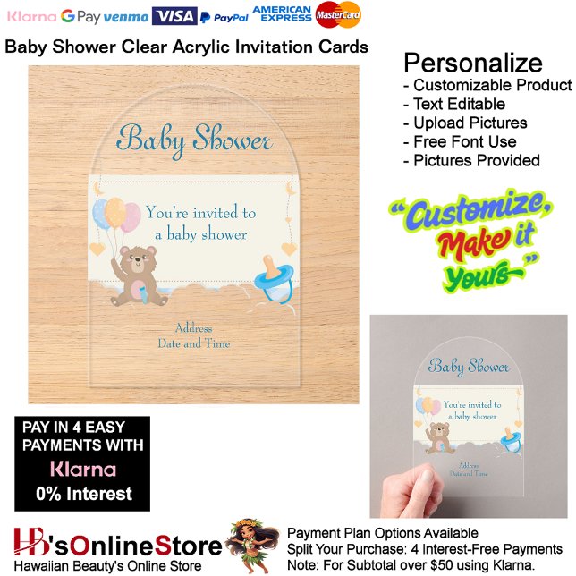 Baby Shower Birth Party Supplies Celebrate Clear 4 Acrylic Invitations (Baby Shower Birth Party Supplies Celebrate Clear Acrylic Invitations 4.)
