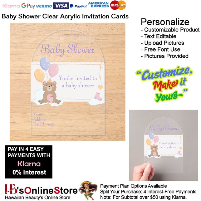 Baby Shower Birth Party Supplies Celebrate Clear 6 Acrylic Invitations (Baby Shower Birth Party Supplies Celebrate Clear Acrylic Invitations 6.)