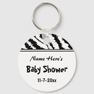 Baby Shower Black and White Zebra Pattern. Custom. Key Ring