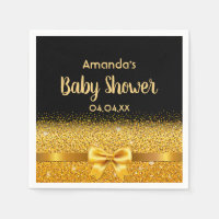 Baby Shower black gold bow elegant