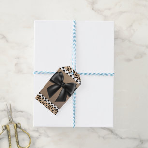 Baby Shower Black White Brown- Animal Print- Bow Gift Tags