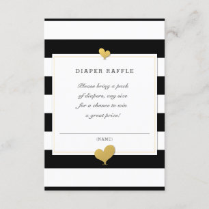 Baby Shower Black White Stripe Diaper Raffle Enclosure Card