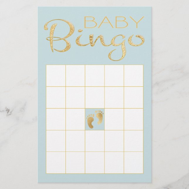 Baby Shower BLUE BINGO "Gold/Blue Classic" Flyer (Front)