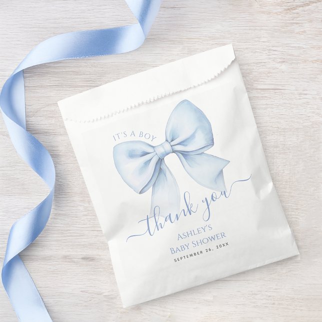Baby Shower Blue Bow It's a Boy Thank You Favour Bags (Creator Uploaded)