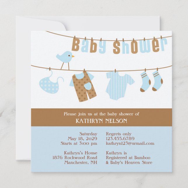 Baby Shower Blue Boy Invitation (Front)