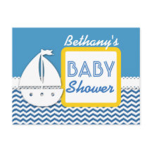 BABY SHOWER Blue Chevrons and Sailboat for Boy A01