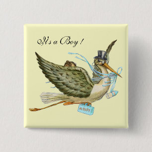 BABY SHOWER ,Blue Cream " It's a Boy" 15 Cm Square Badge