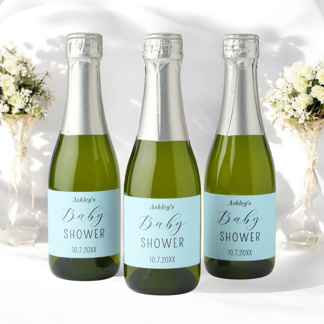 Baby Shower Blue Elegant  Sparkling Wine Label (Creator Uploaded)