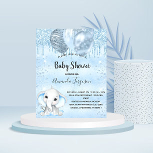 Baby Shower blue elephant boy budget invitation Flyer