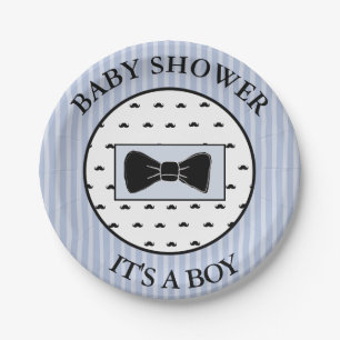 Baby Shower Blue Moustache and Bowtie Cake Plates