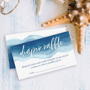 Baby Shower Blue Ombre Watercolor Diaper Raffle Enclosure Card