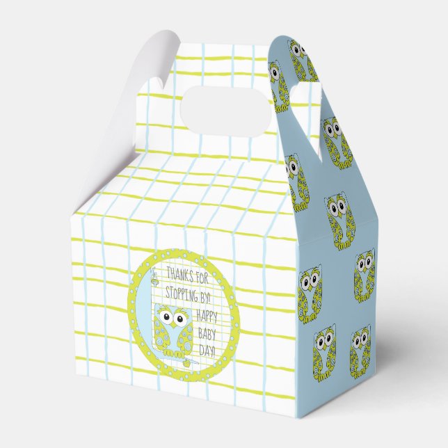 Baby Shower Blue Owl Favour Box (Back Side)